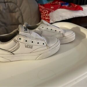 Vans White Low-Top Sneakers with Signature Stripe